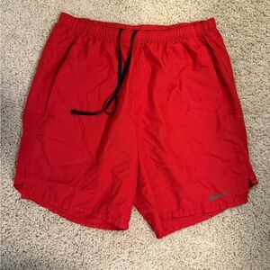 Nike Red Sports Shorts with Black Accents